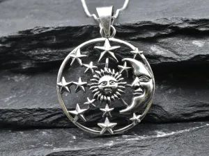 Sun and Moon Necklace - Silver Moon Necklace - Celestial Pendant