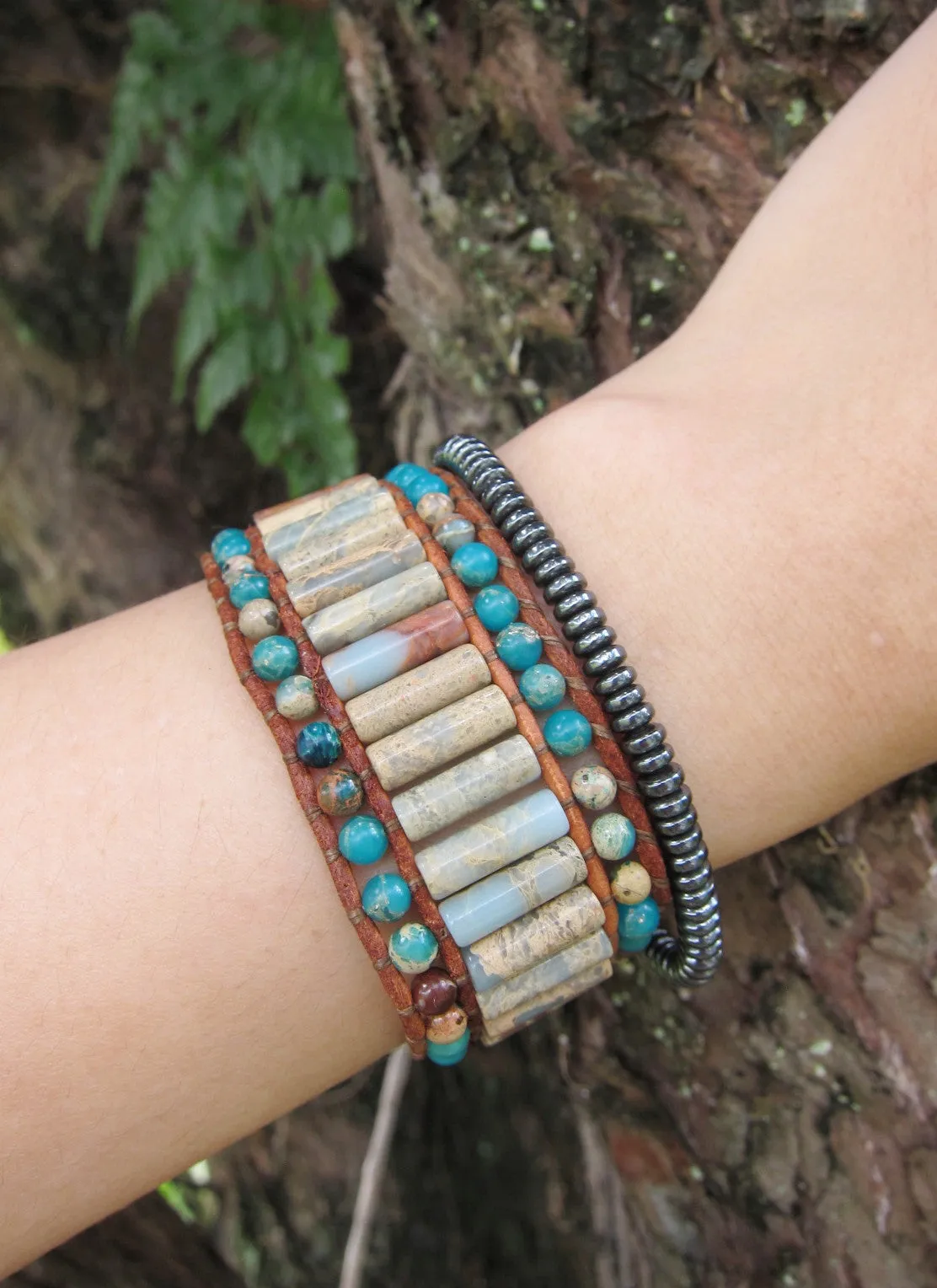 Tara Jasper Cuff Beaded Bracelet