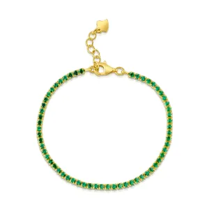 THIN TENNIS BRACELET GREEN, GOLD BR