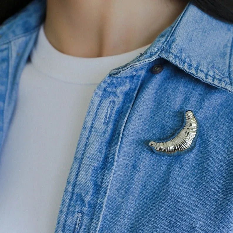 Three-dimensional Croissant Brooch