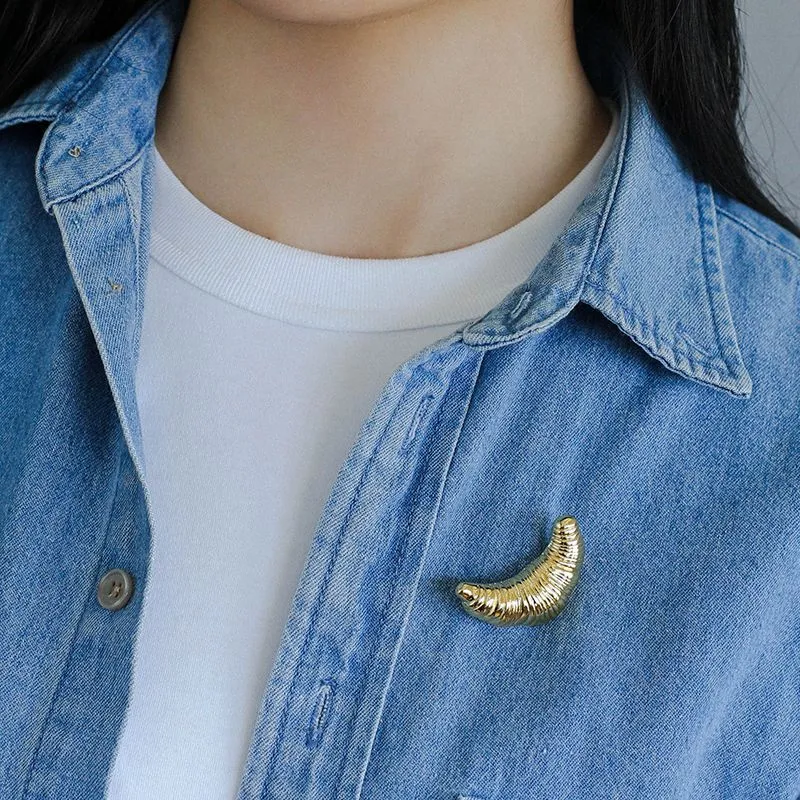 Three-dimensional Croissant Brooch