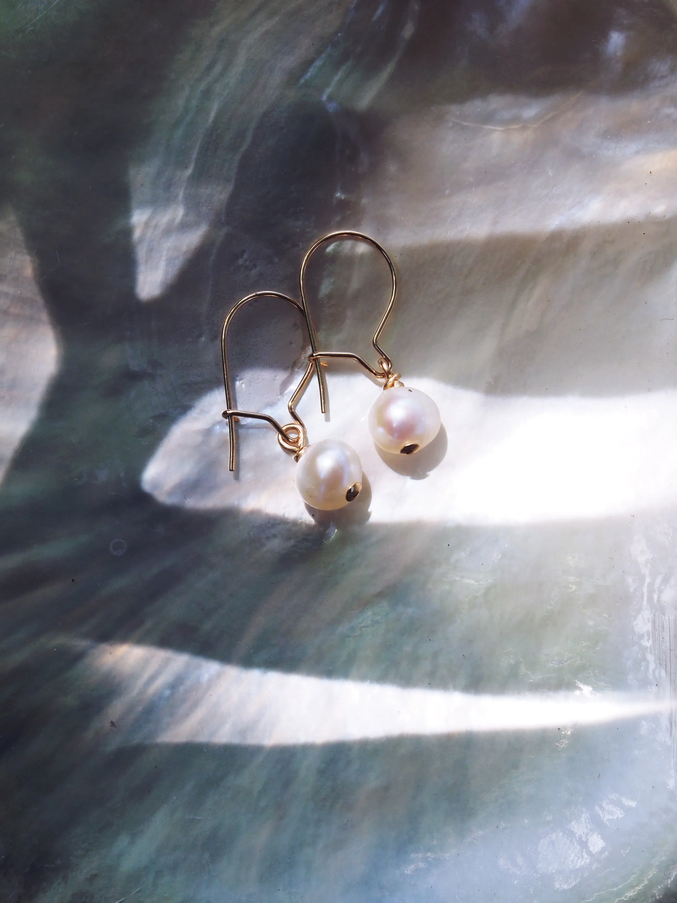 Tiny White Freshwater Pearl Drop Earrings - Ipo