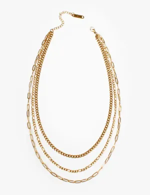 Trilogy Layers Necklace, Gold