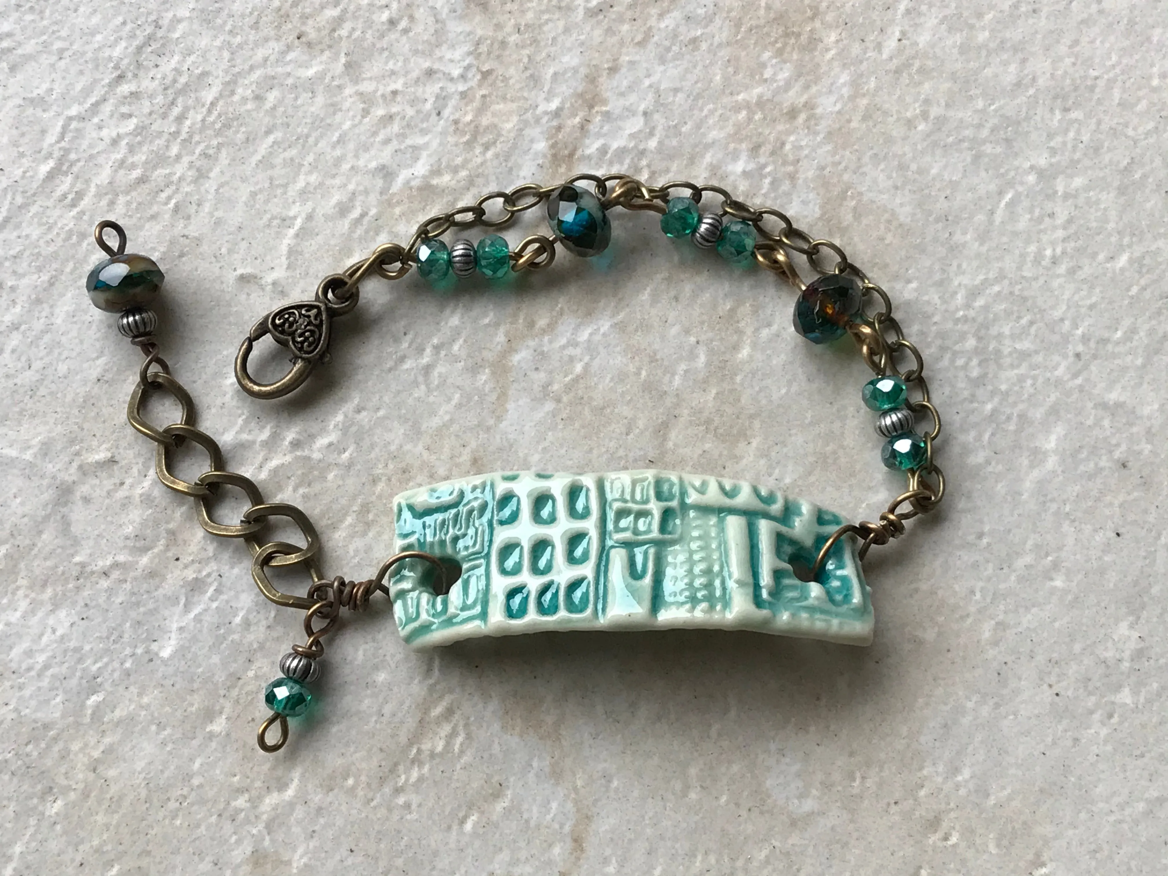 Turquoise Crackle Handmade Artisan Beaded Bracelet