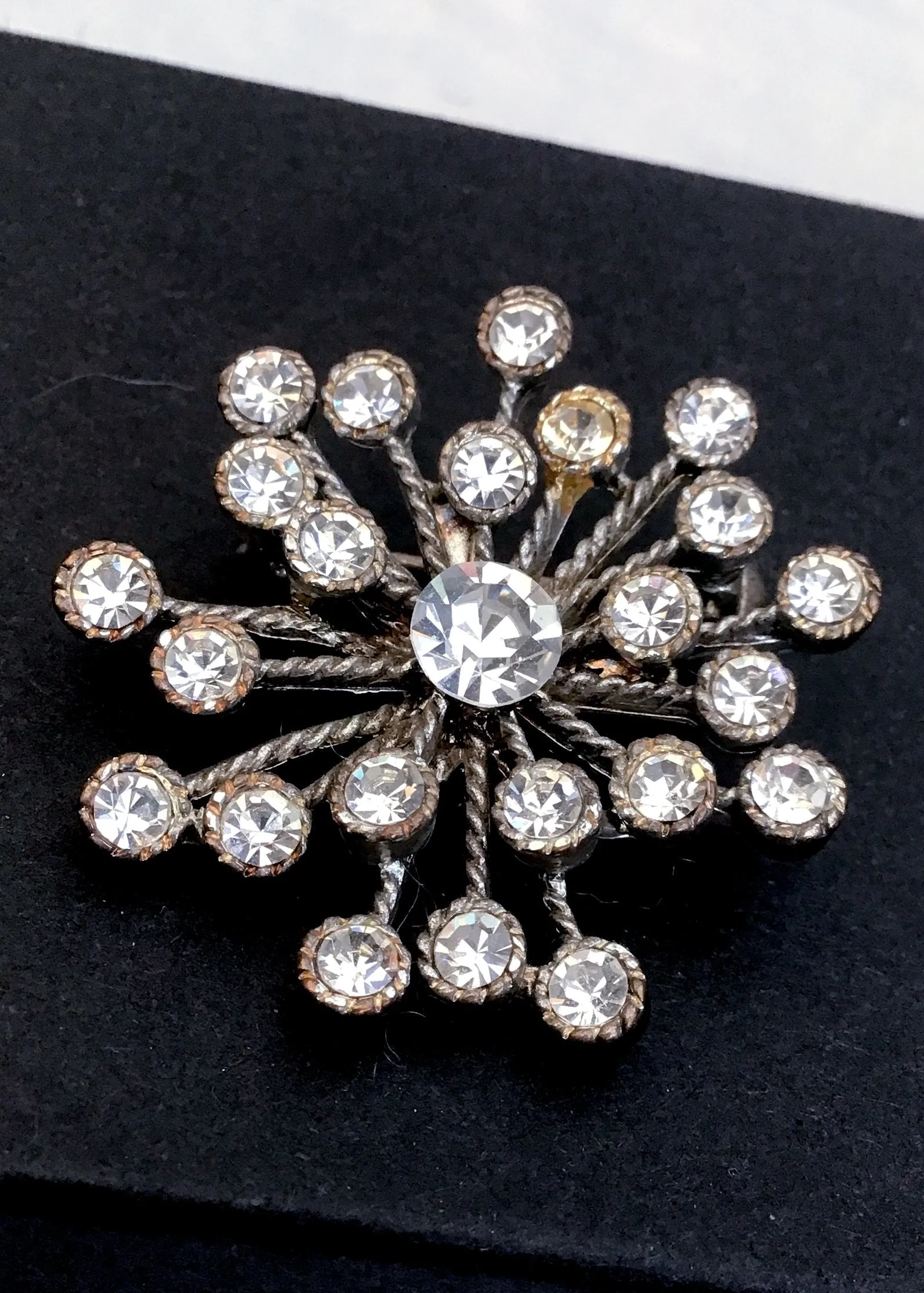 Vintage Atomic Starburst Rhinestone Brooch