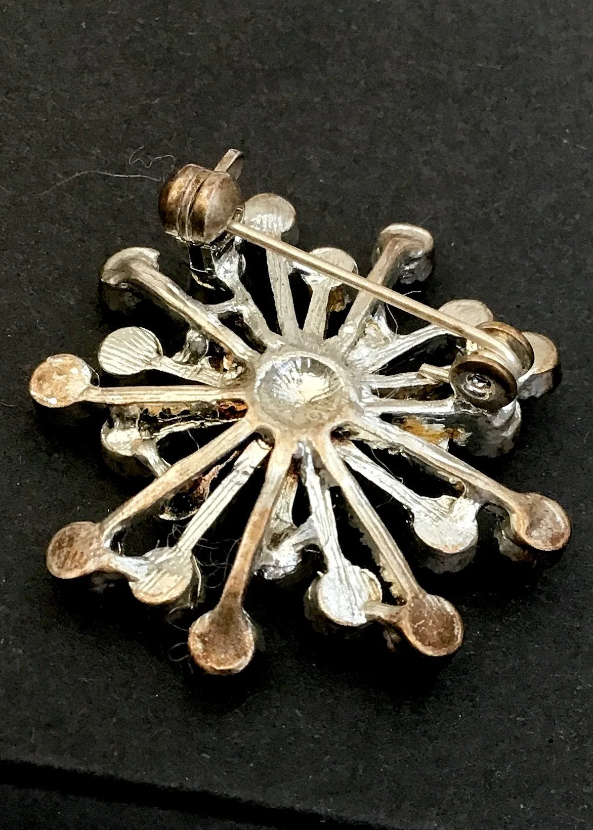 Vintage Atomic Starburst Rhinestone Brooch