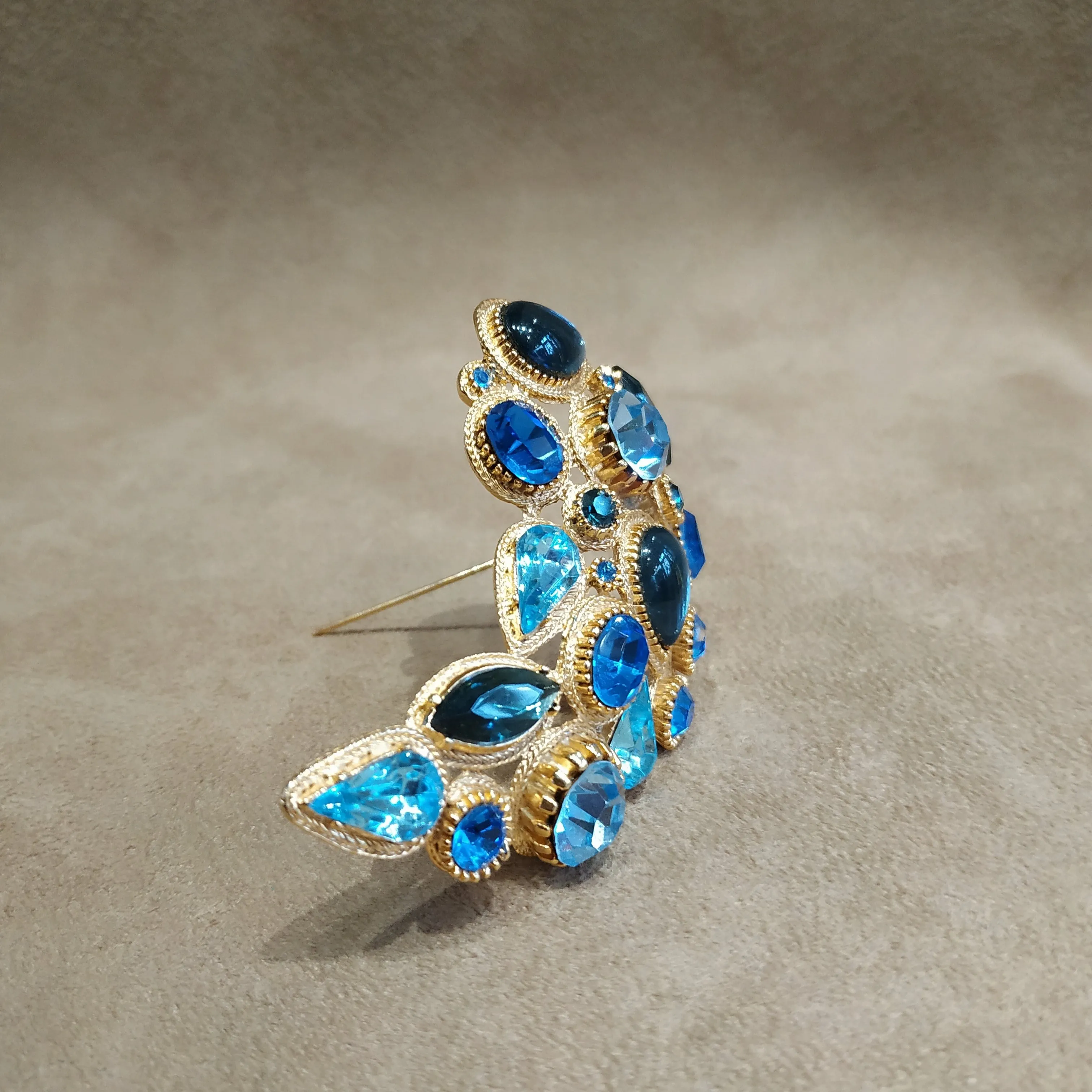 Vintage Blue Crescent brooch by Sphinx