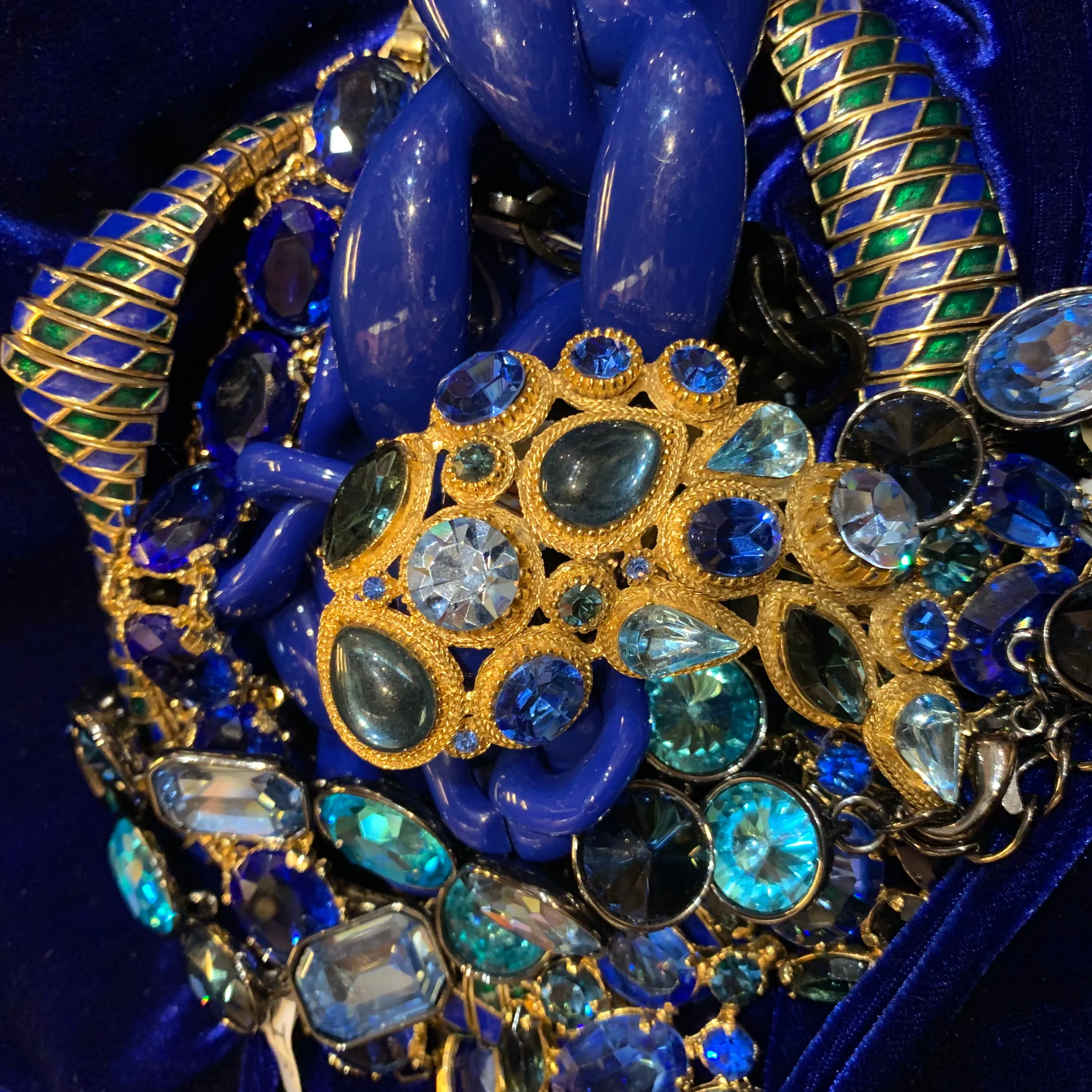 Vintage Blue Crescent brooch by Sphinx