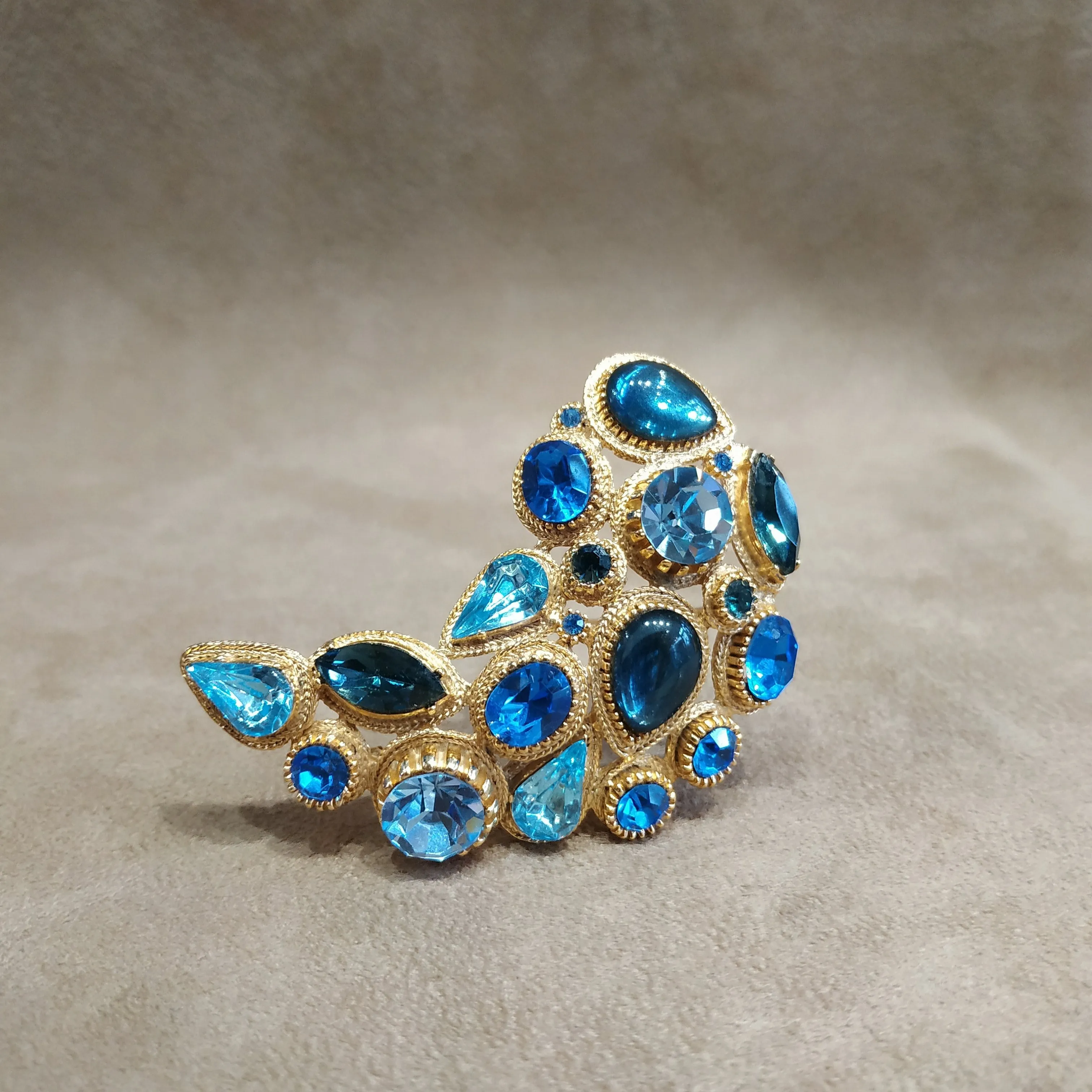 Vintage Blue Crescent brooch by Sphinx