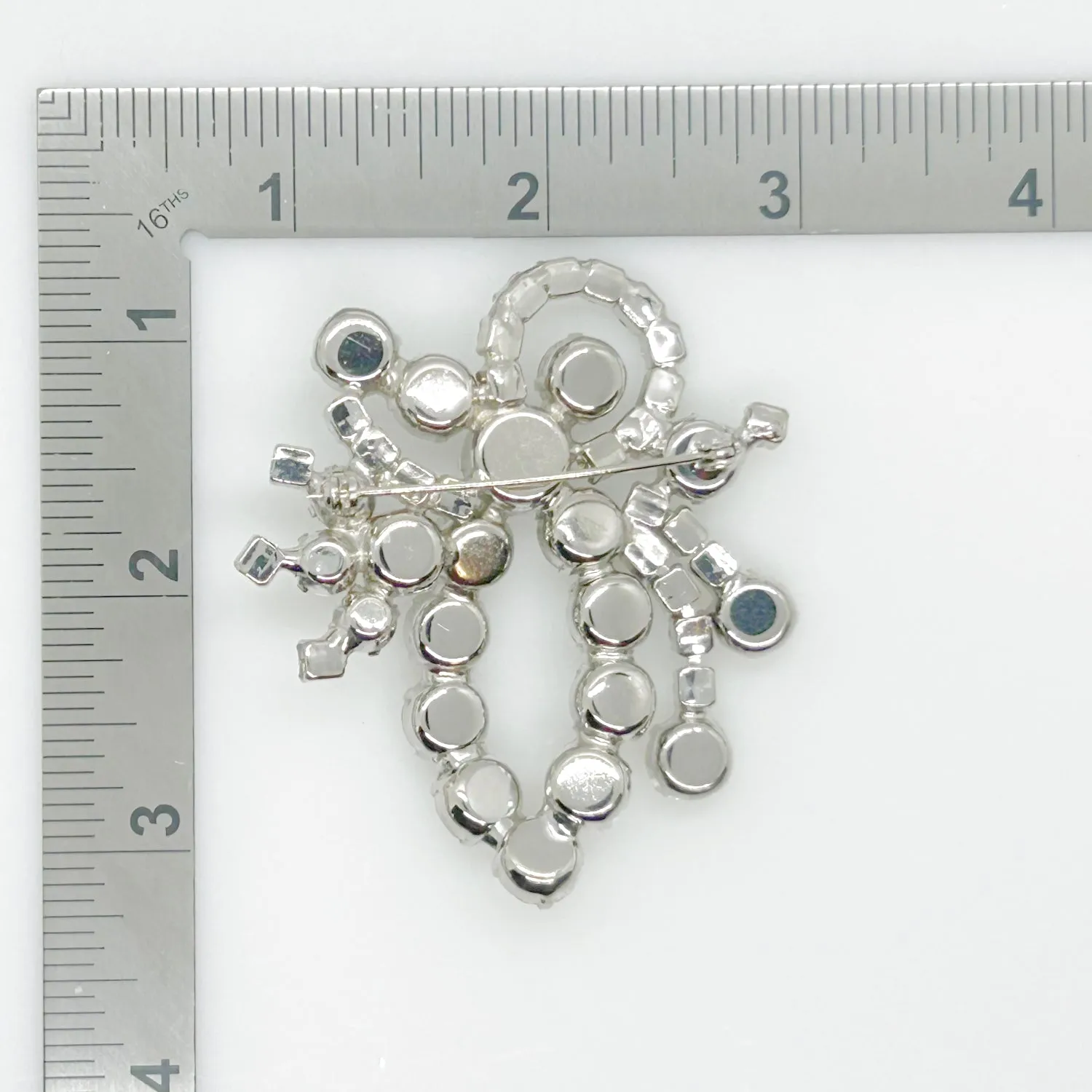 Vintage Bright White Abstract Rhinestone Brooch