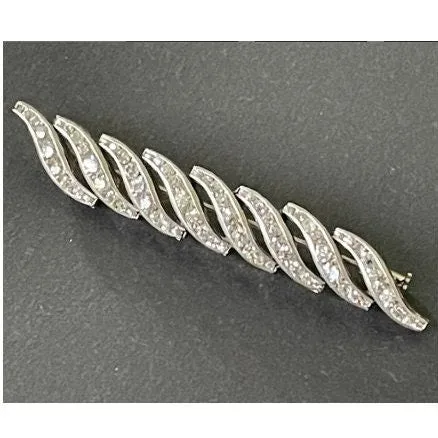 Vintage DRGM Schreiber & Hiller Art Deco channel set paste clear rhinestone machine age brooch