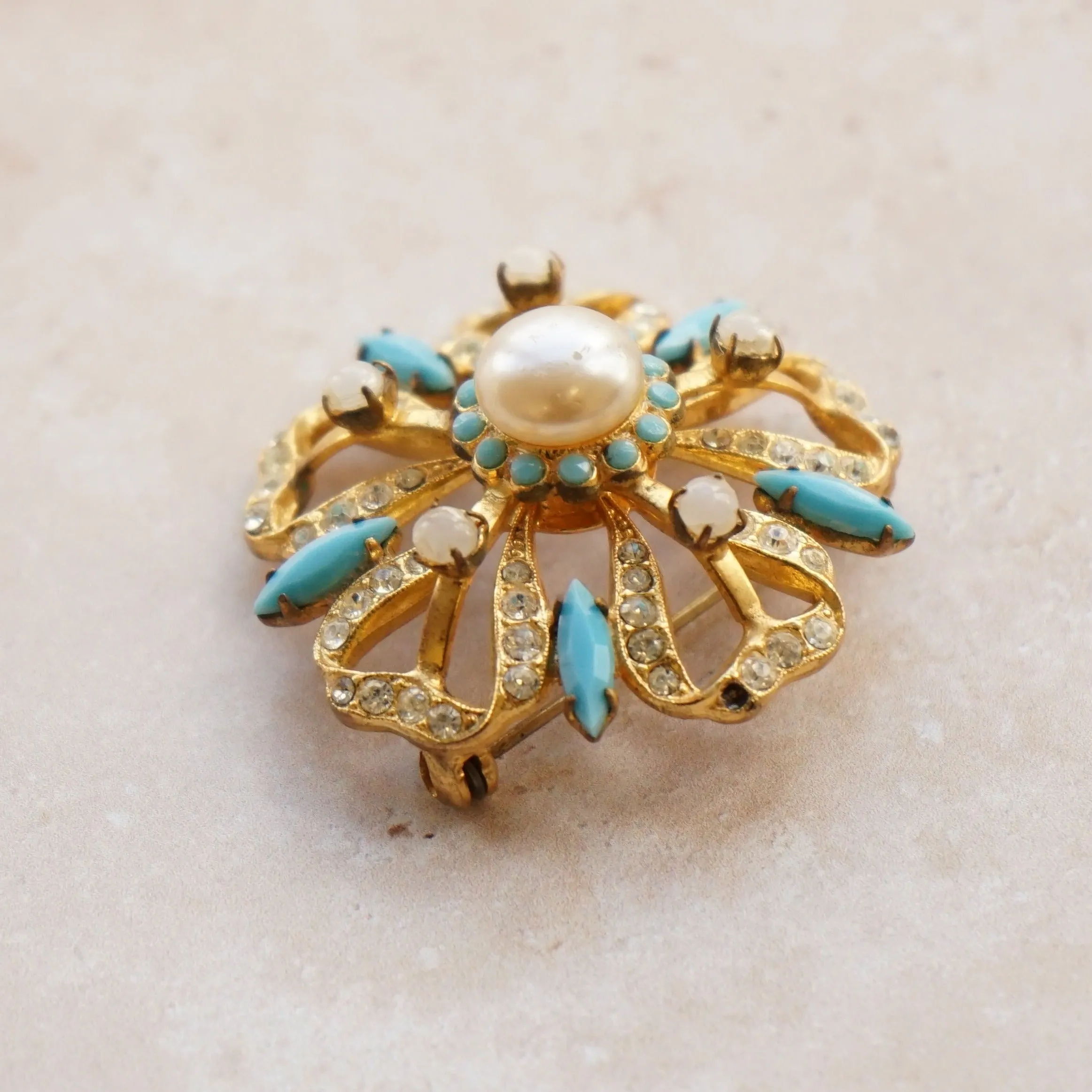 Vintage Embellished Floral Brooch