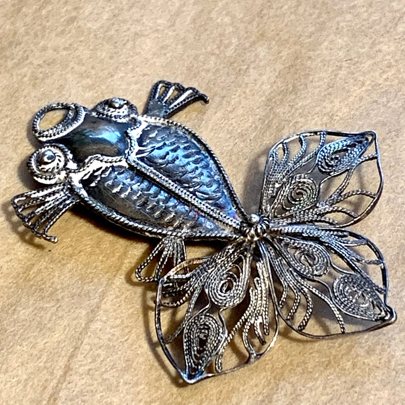 Vintage Sterling Koi Fish Brooch/ Pendant