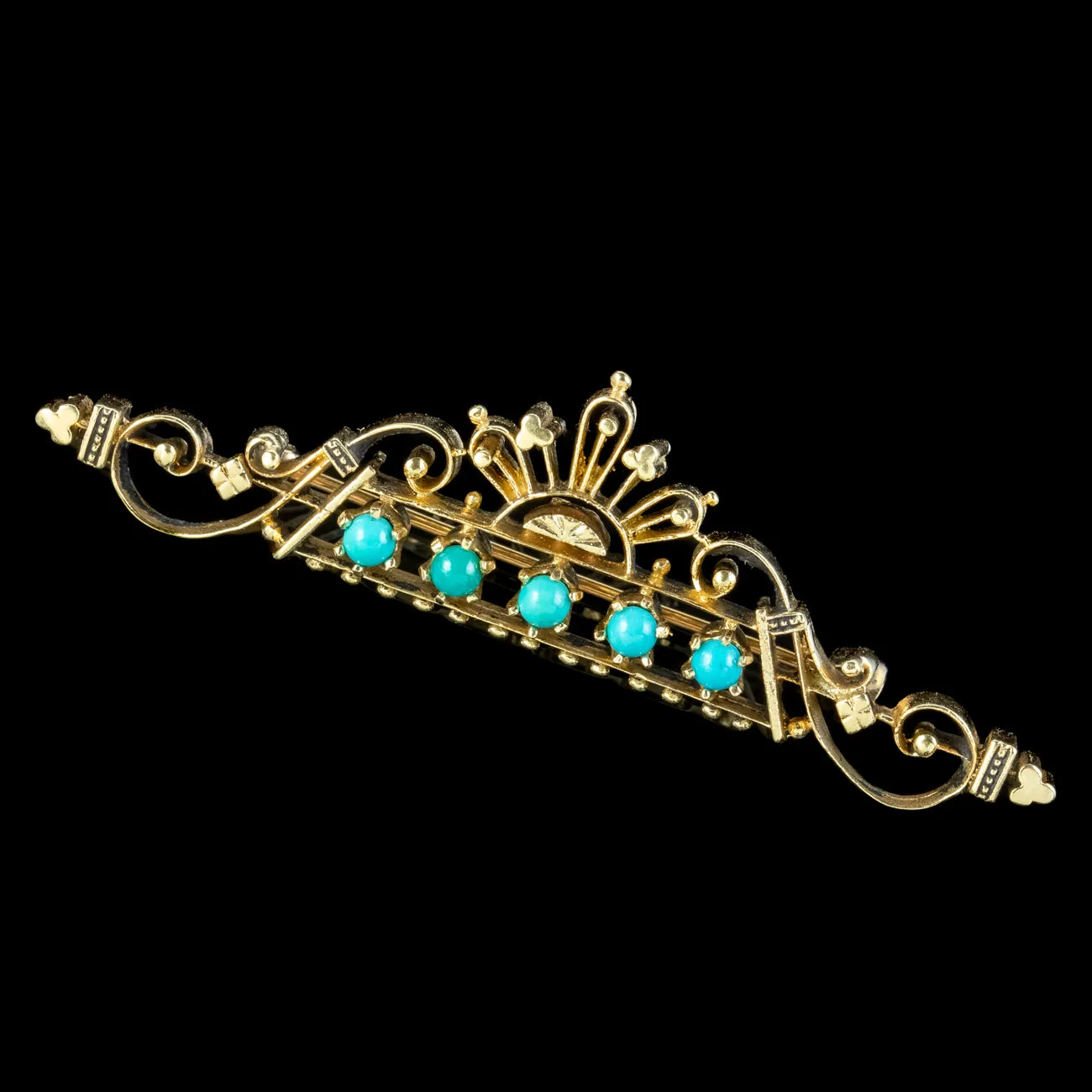 Vintage Turquoise Brooch 14ct Gold