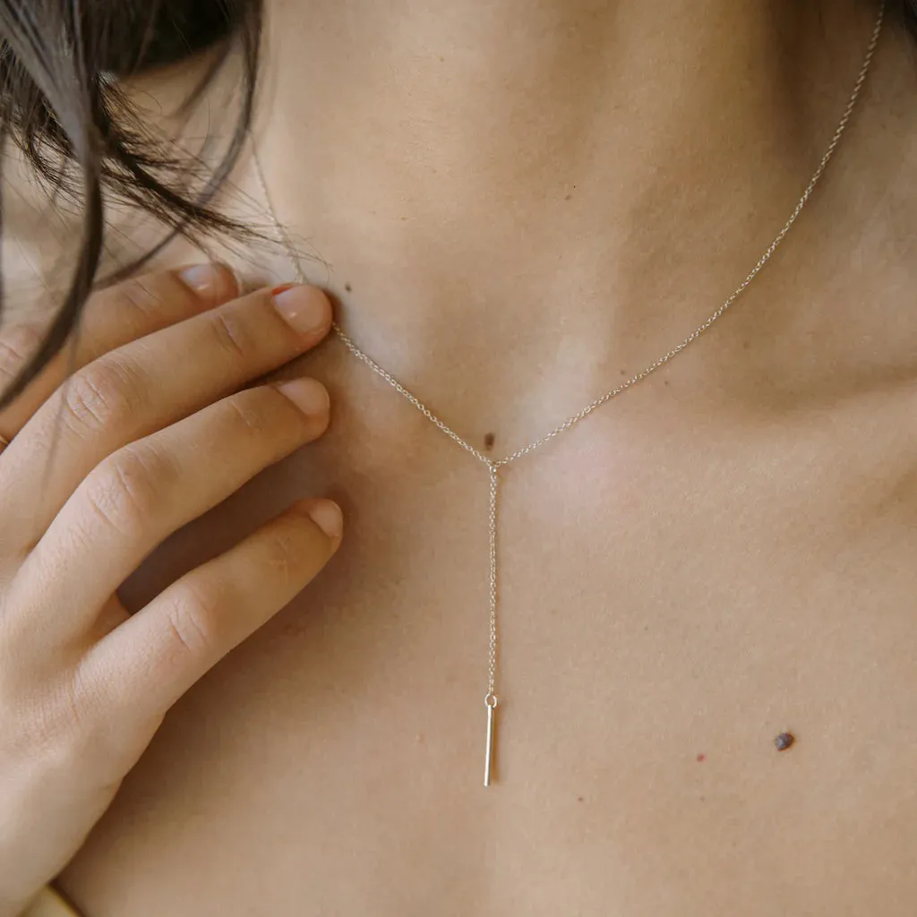 whisper thin lariat bar necklace