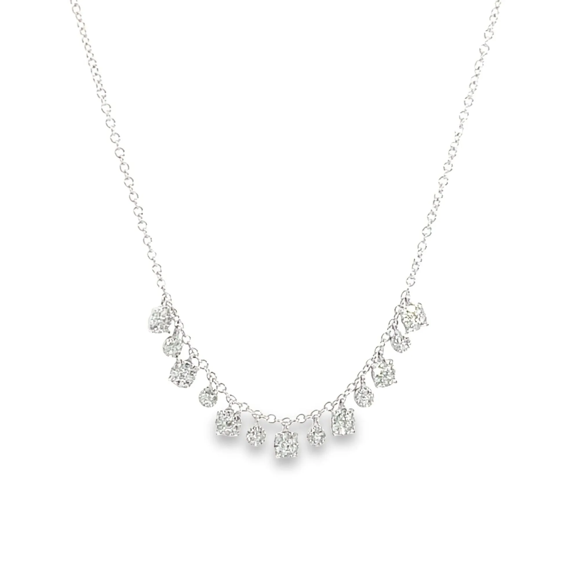 White Gold Pave Station Diamond Necklace