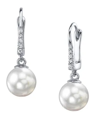 White South Sea Pearl & Diamond Equinox Dangle Earrings