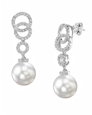 White South Sea Pearl & Diamond Stardom Dangle Earrings