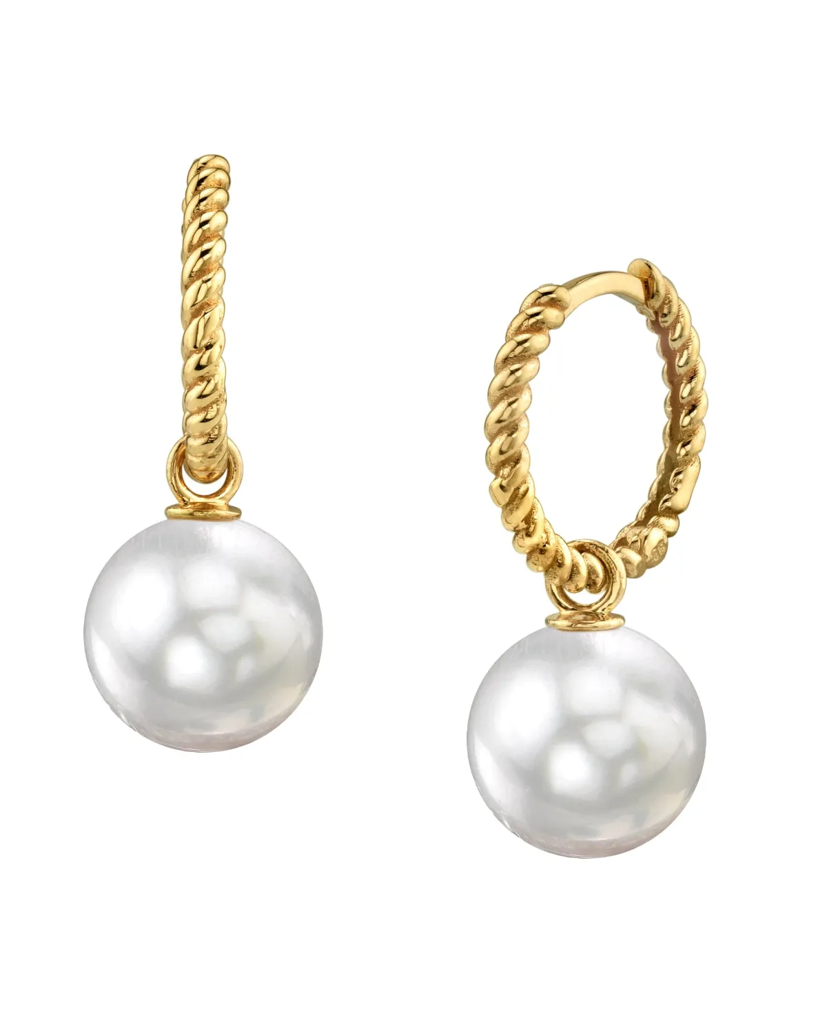 White South Sea Pearl Lyra Hoop Earrings