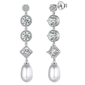 Women Pearl Dangle Earrings Girls Jewelry Sterling Silver