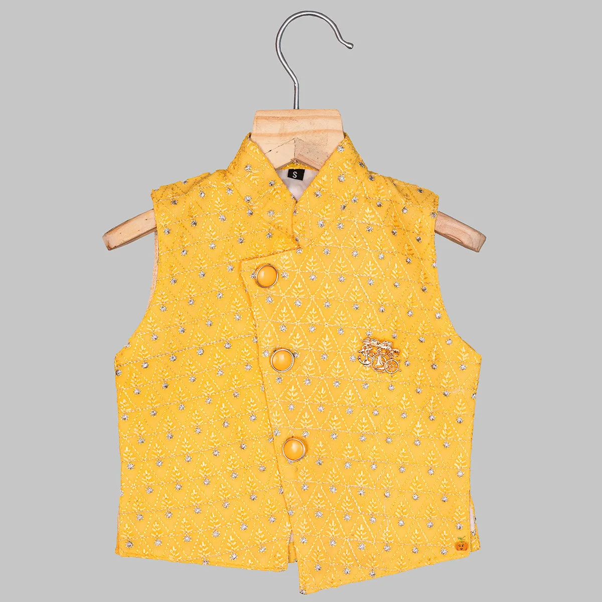 Yellow Embroidered Boys Kurta Pajama