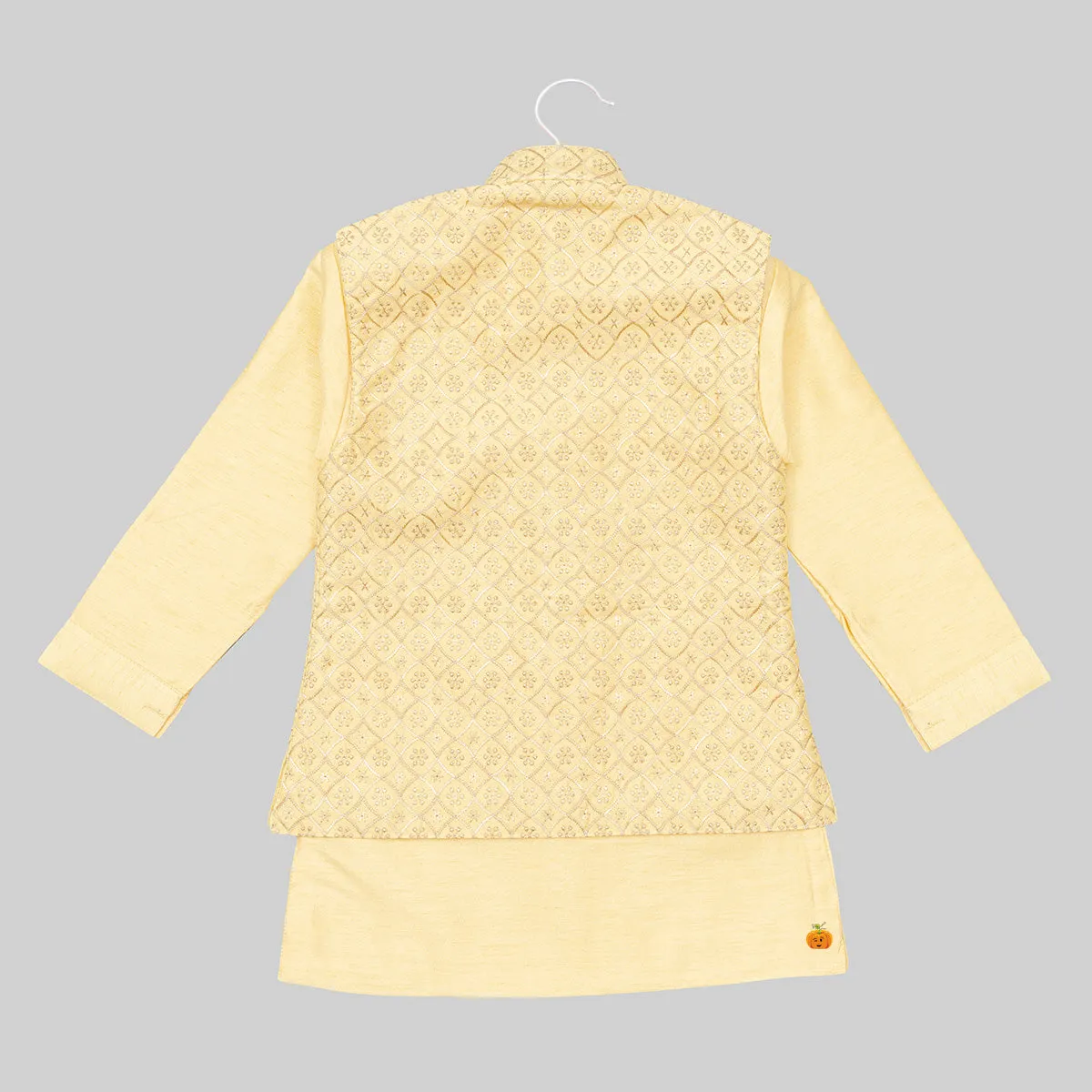 Yellow Kurta Pajama for Boys with Nehru Jacket